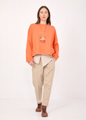 Orange round key basic knit