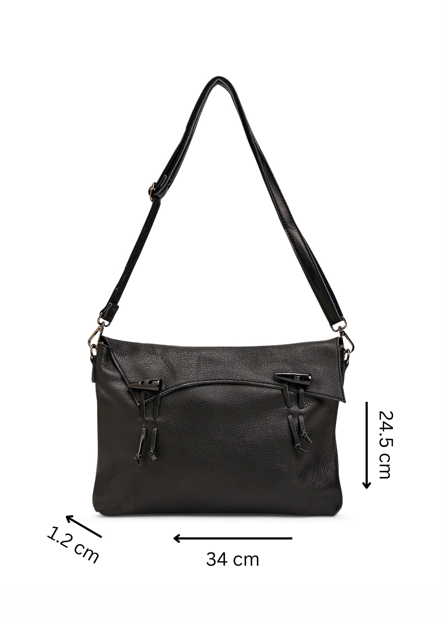 Leather bag with loop closure and black magnet