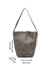 תיק באקט עור רצועה עם כפתור אפור