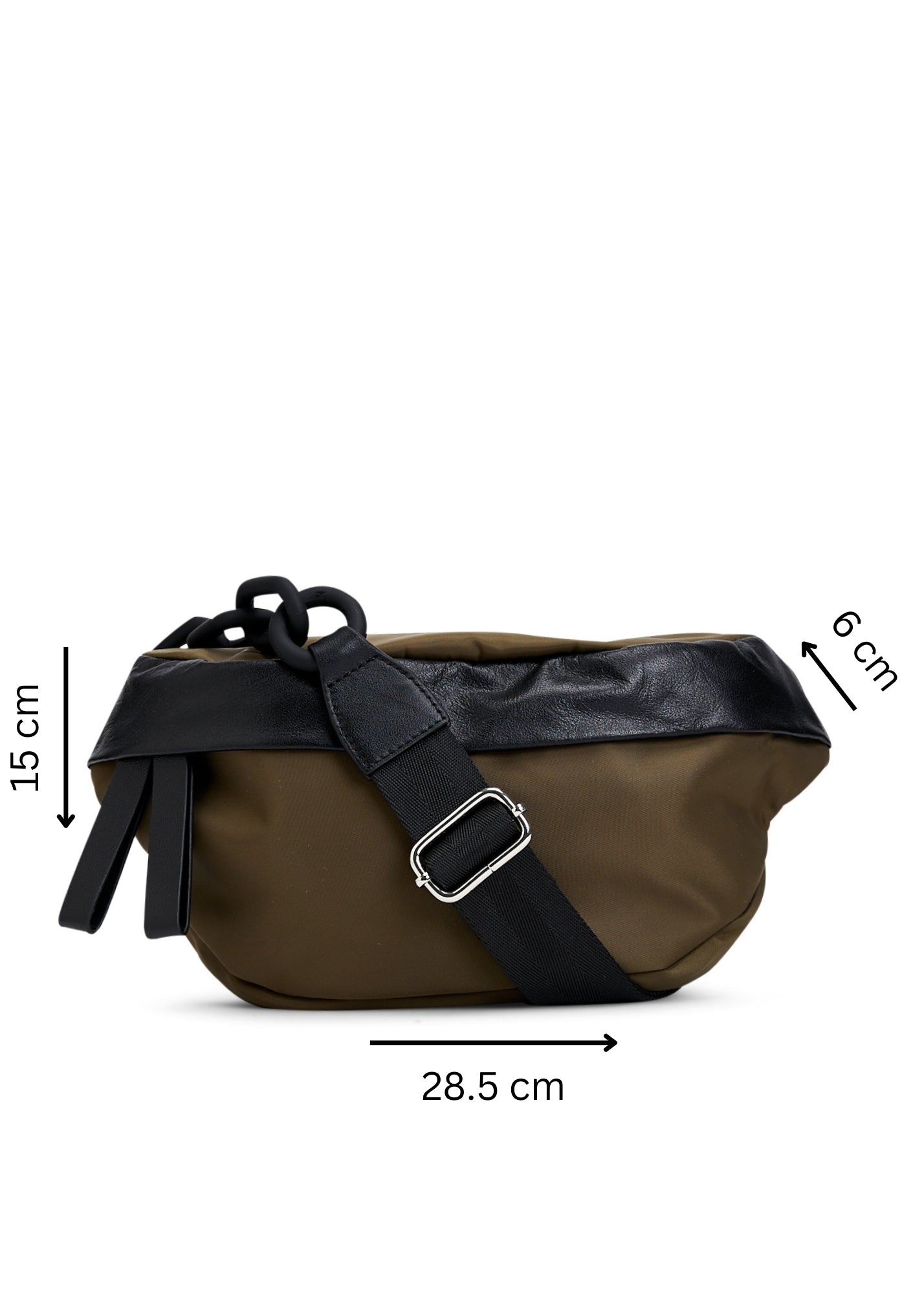 Nylon strap pouch bag with links green