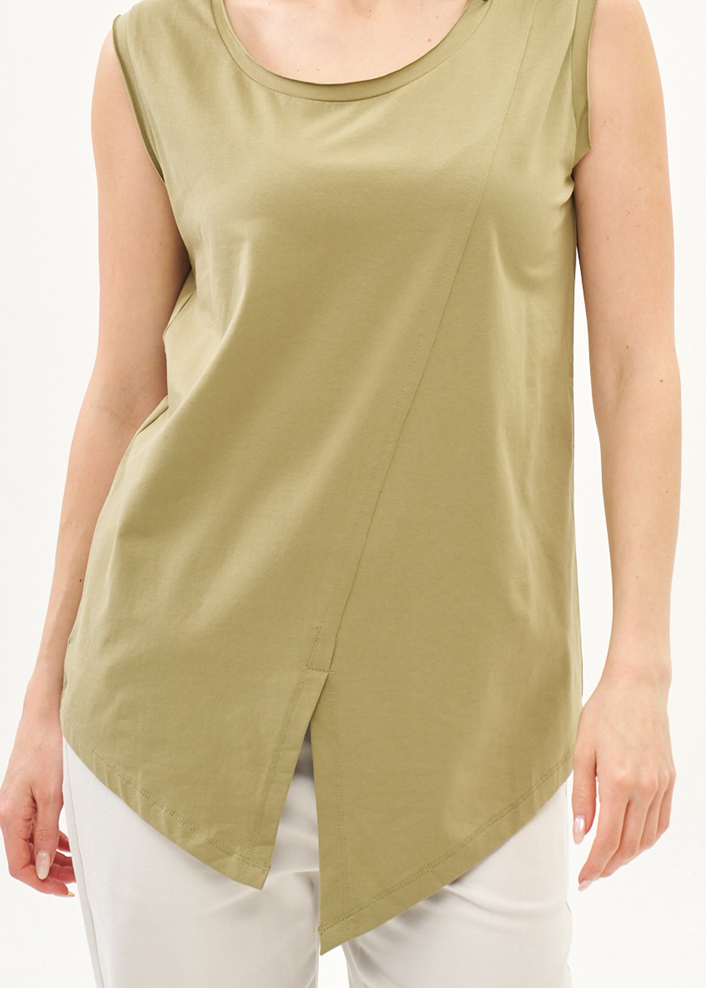 Green top with diagonal stitches