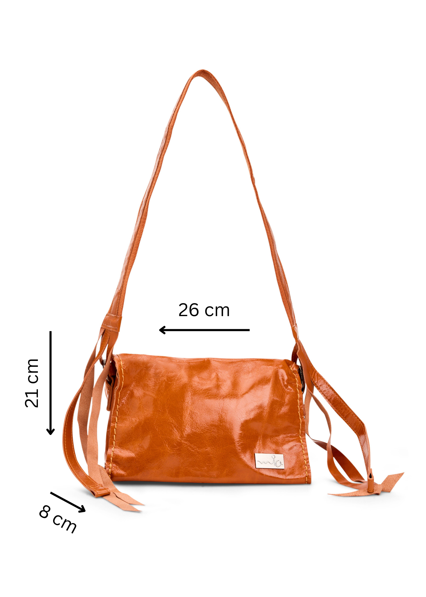 תיק עור מלבני רצועת מתכווננת כתום