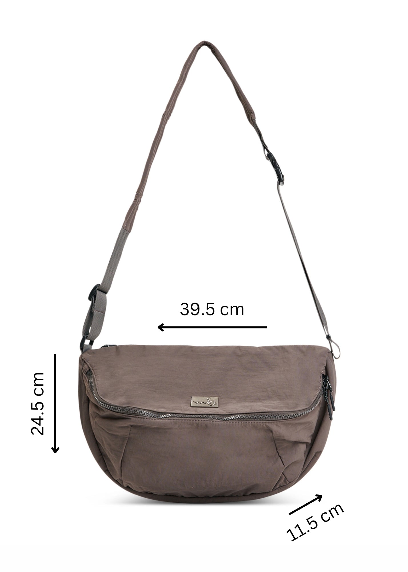 Large dark brown nylon pouch bag