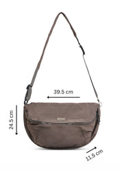 Large dark brown nylon pouch bag