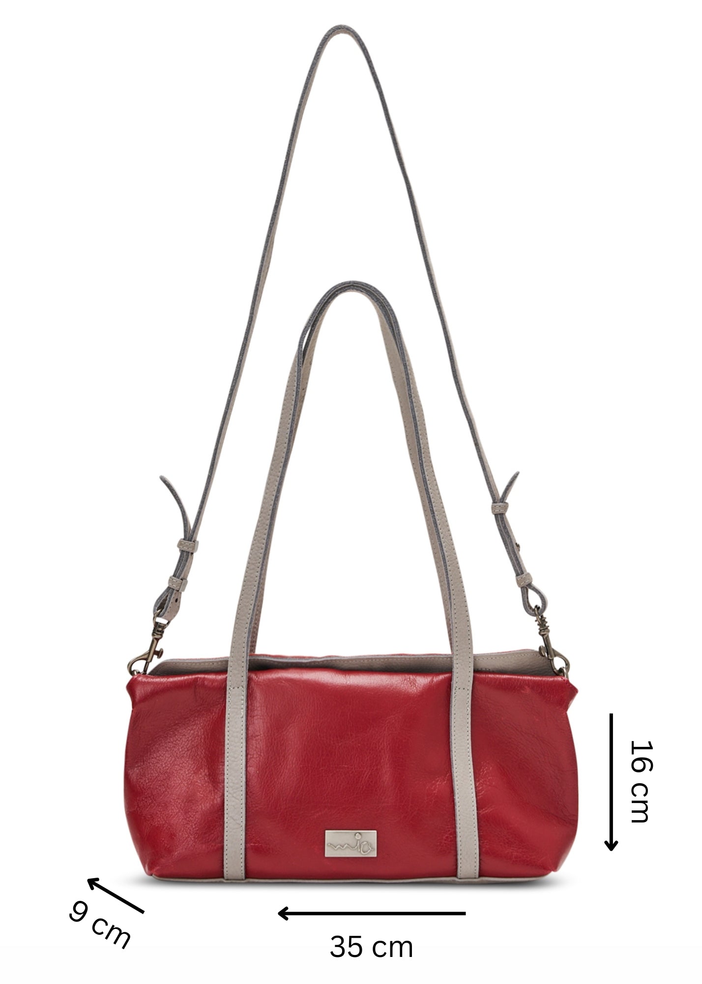 תיק ערב עור מלבני שילוב צבע אדום