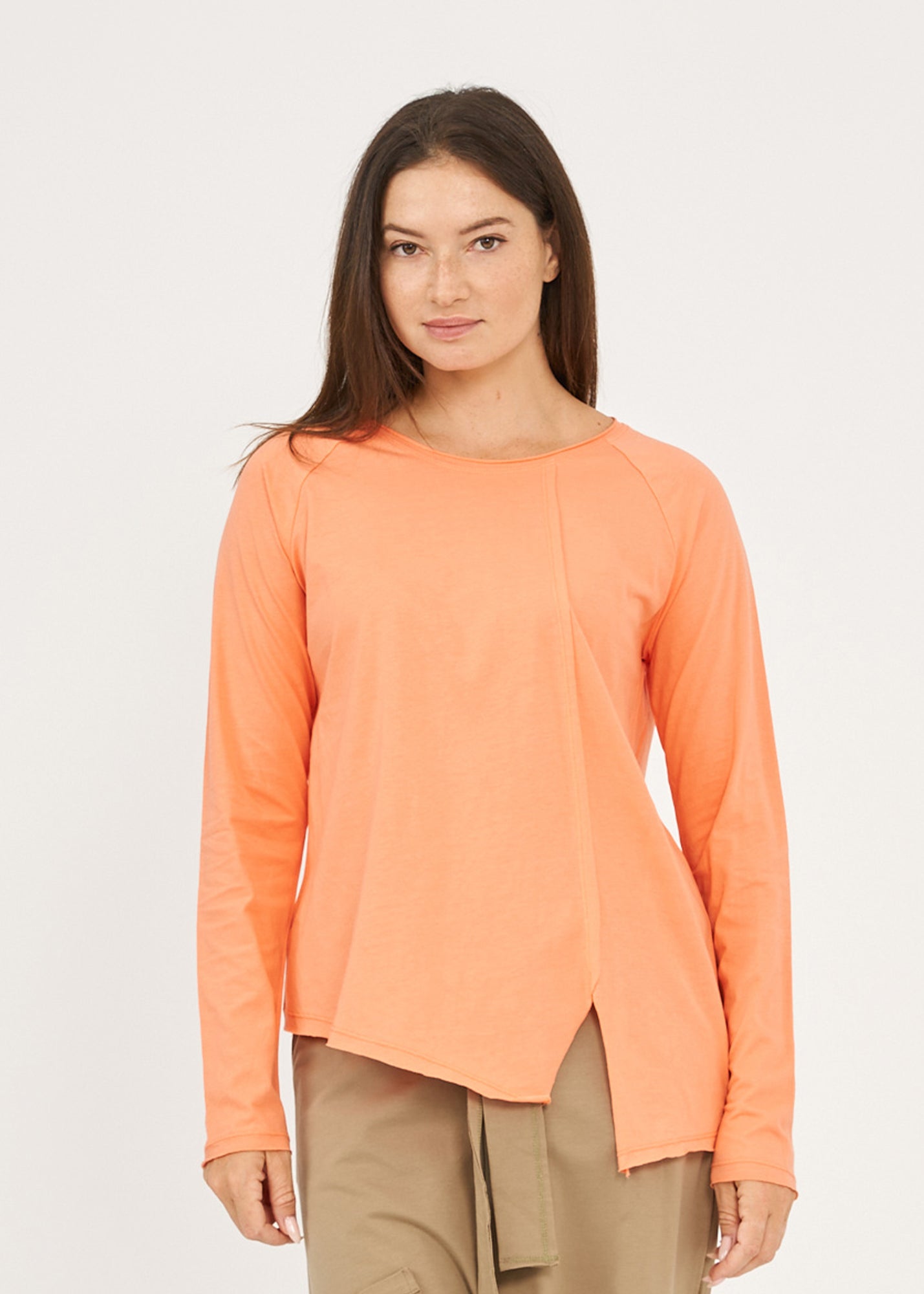 Orange cut long sleeve shirt