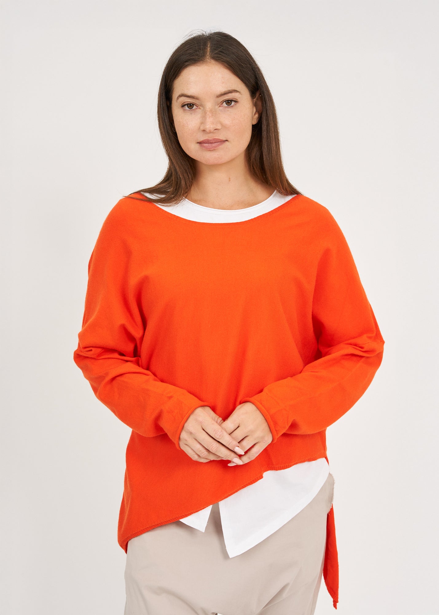 Oversized orange batwing knit