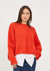 Orange ripped oversized knit