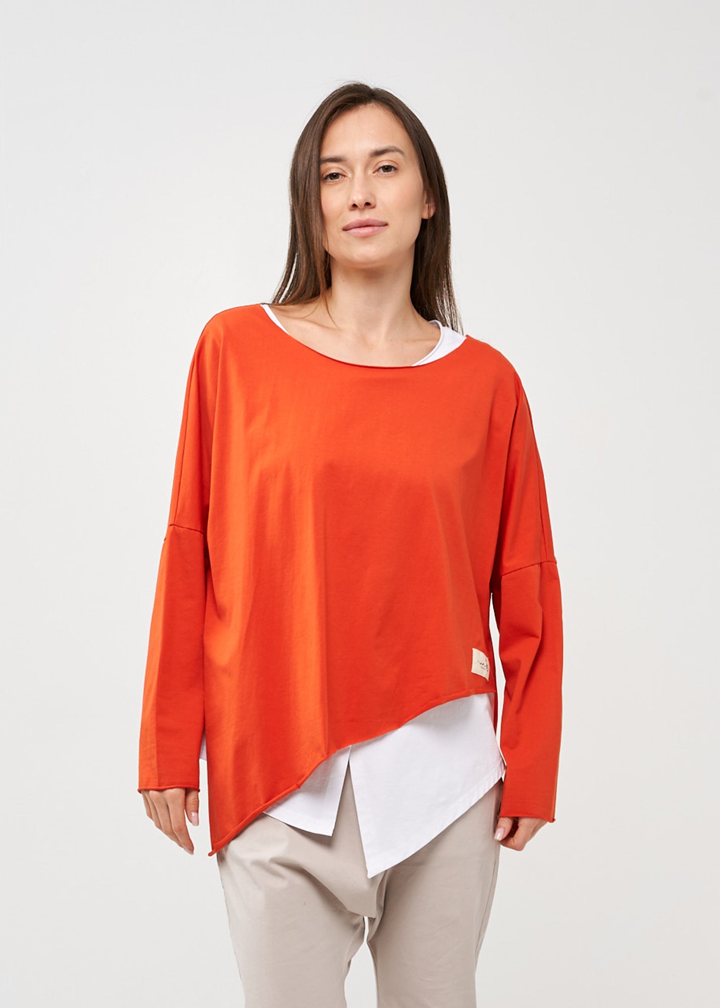 Orange long sleeve oversized batwing shirt