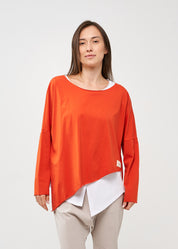 Orange long sleeve oversized batwing shirt