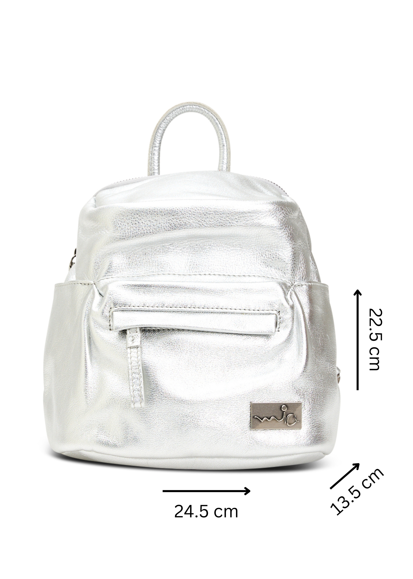 תיק גב עור קטן כסף