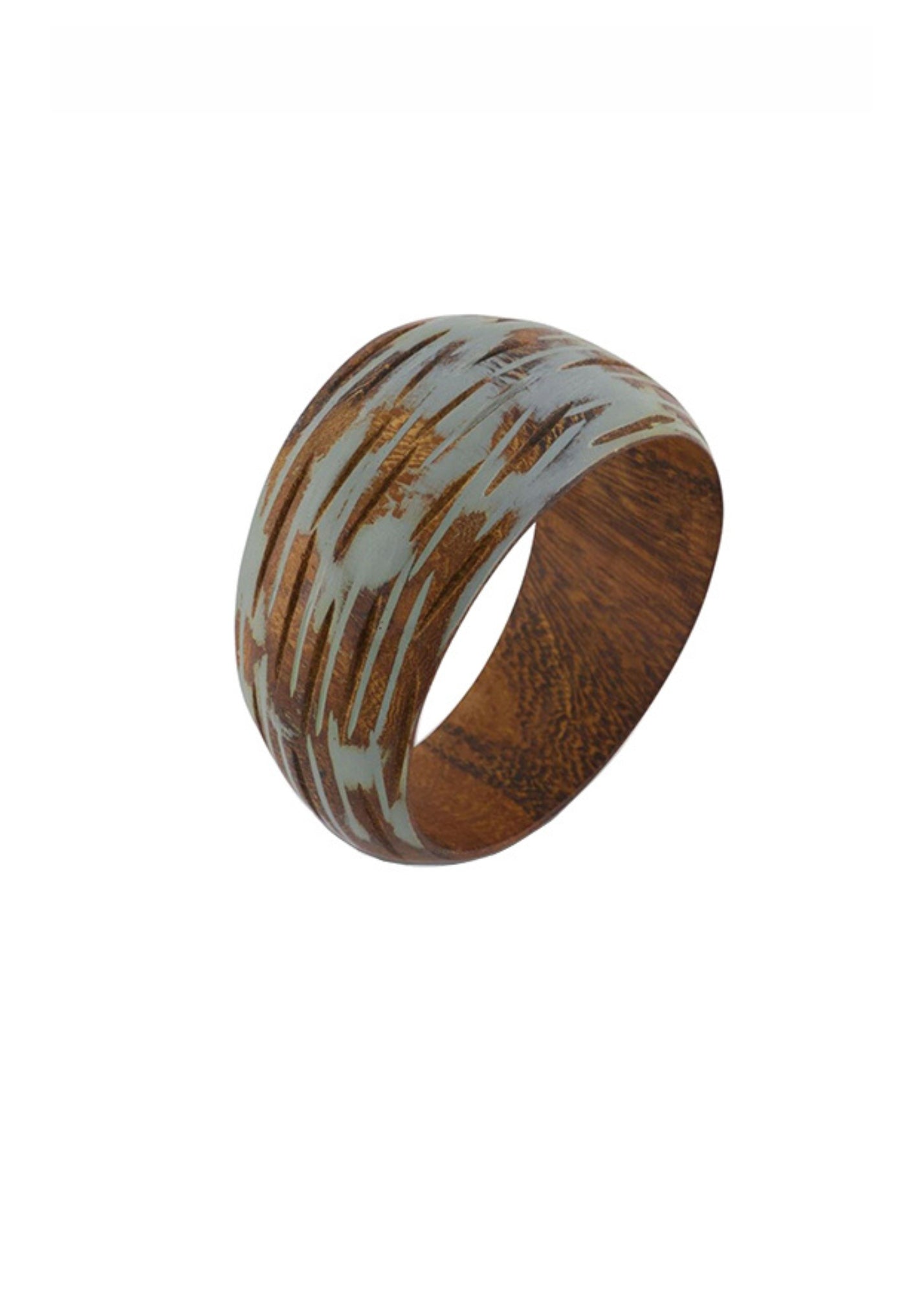 Gray combed painted wooden bracelet