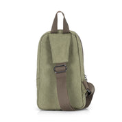 Small green canvas cross backpack