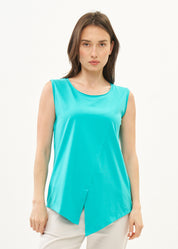 Turquoise top with diagonal stitching