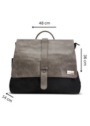 Nylon backpack with gray leather kalapa