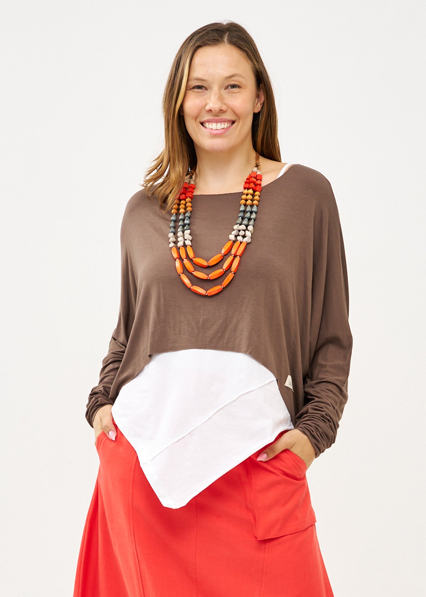 Brown thin long sleeve shirt