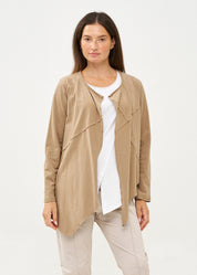 עליונית פתוחה דקה שרוול ארוך חום