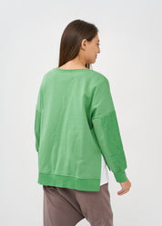 סווטשירט חצי הפוך עם ריב ירוק