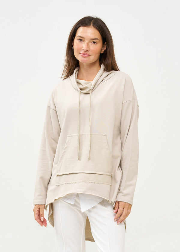 סווטשירט צווארון גולף גב ארוך אפור בהיר