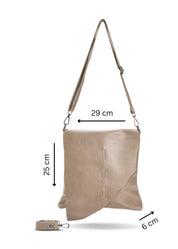 Beige cut asymmetric side leather bag