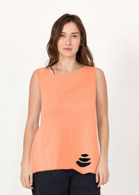 Orange ripped down tank top - 01