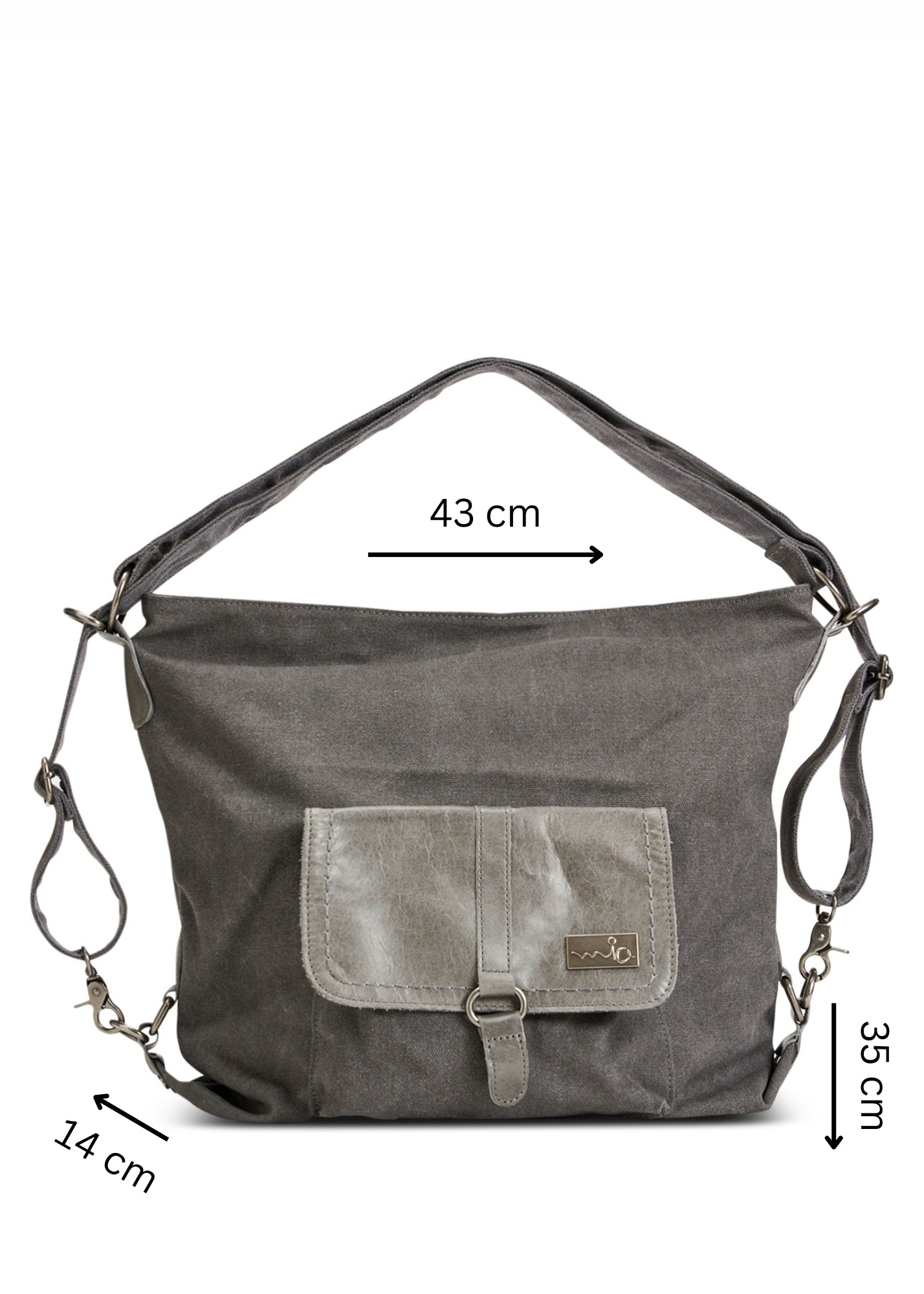 Dark gray canvas and leather backpack