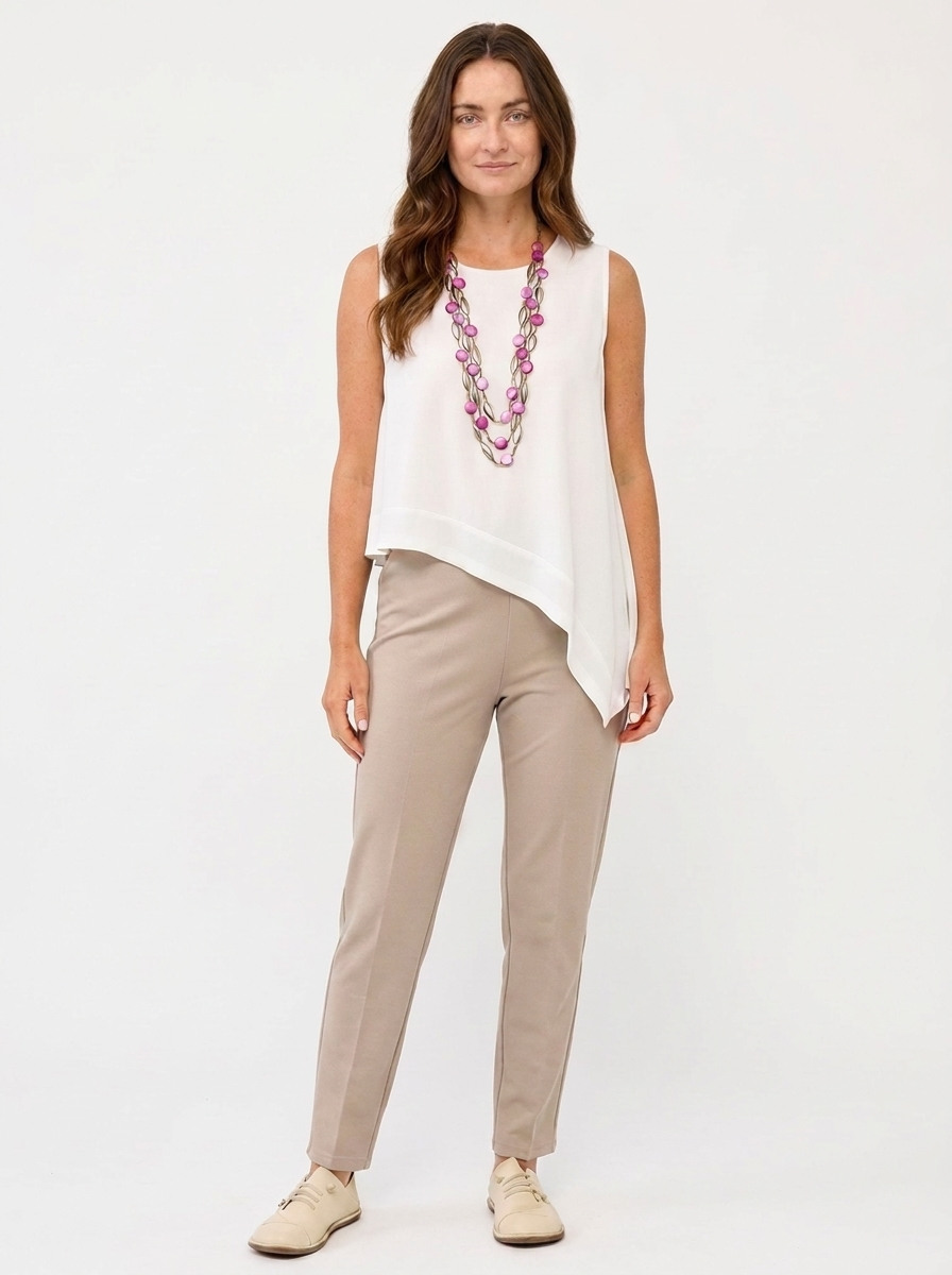 Basic pants with inner elastic and side zipper, grey