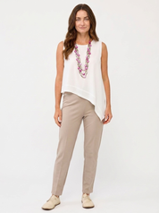 Basic pants with inner elastic and side zipper, grey