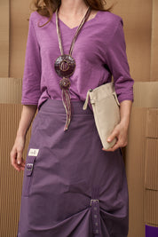 Natural thread necklace and purple ring