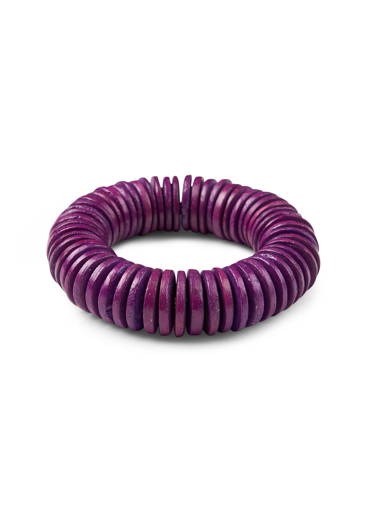 Purple flat wooden bead bracelet