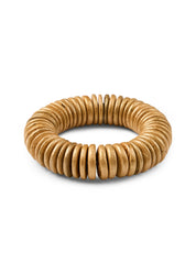 Gold flat wooden bead bracelet