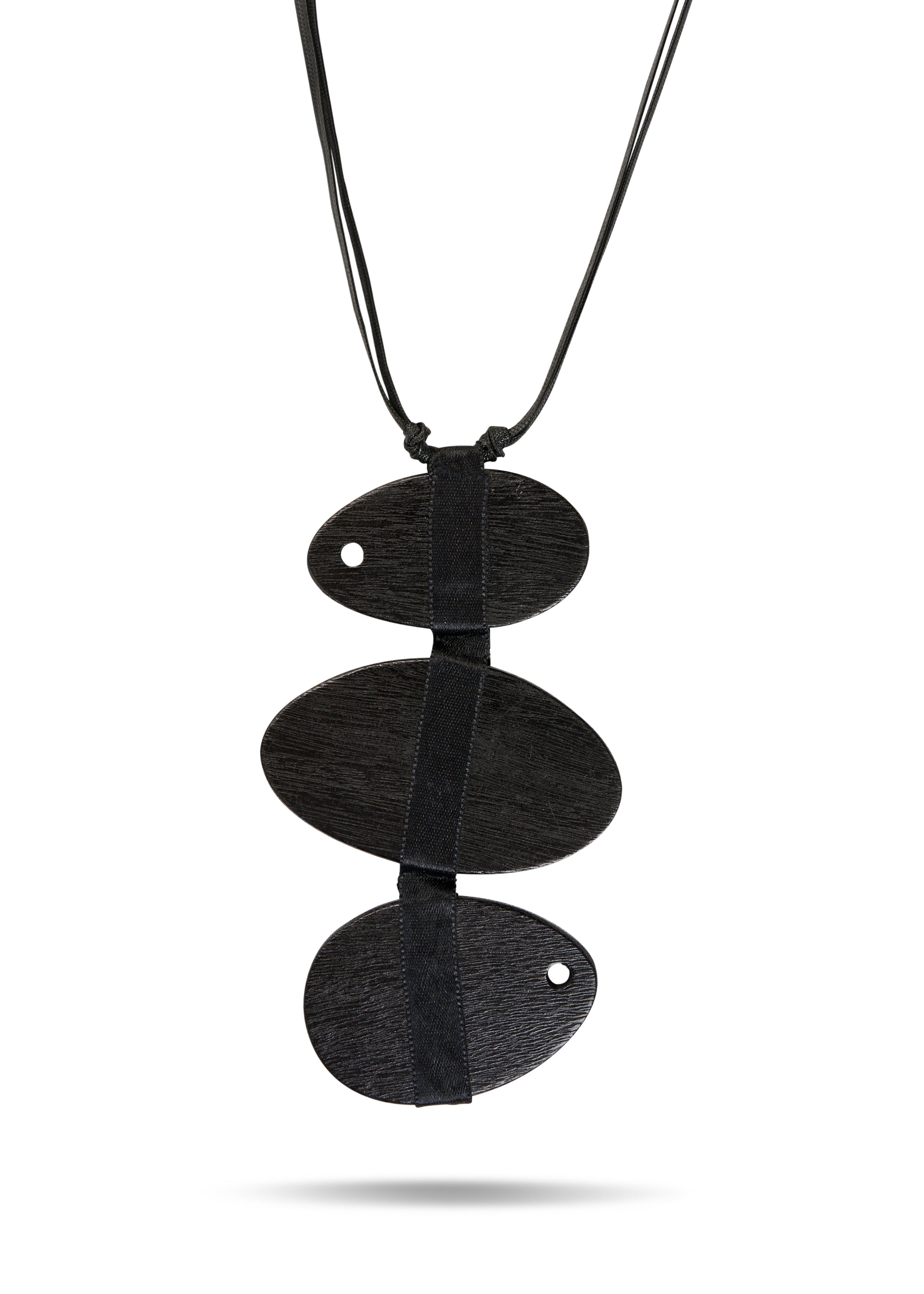 Wooden shape necklace and black ribbon