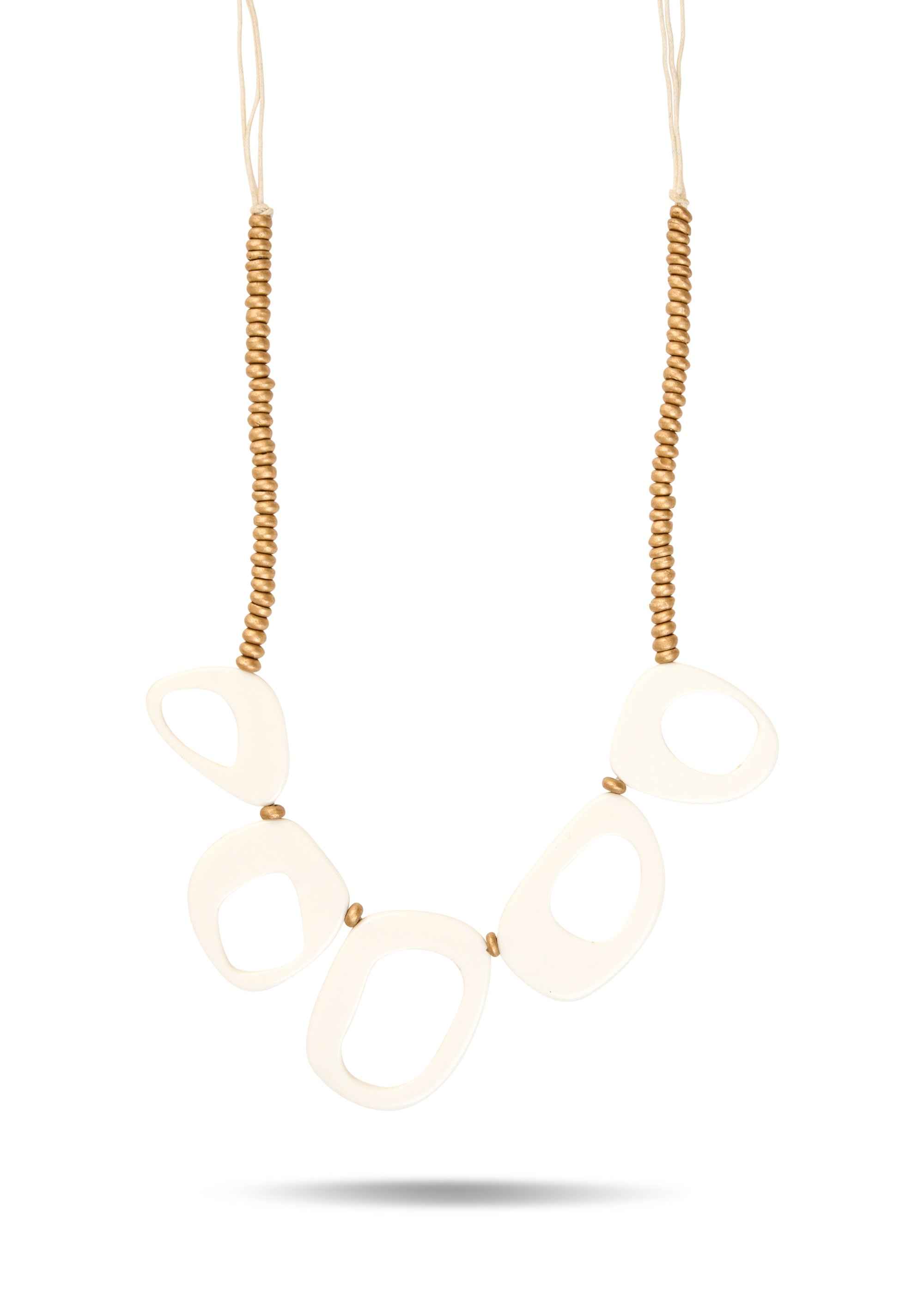 שרשרת חרוזים קטנים וטבעותרזין לבן