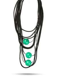Handmade necklace with large turquoise wooden beads - 99