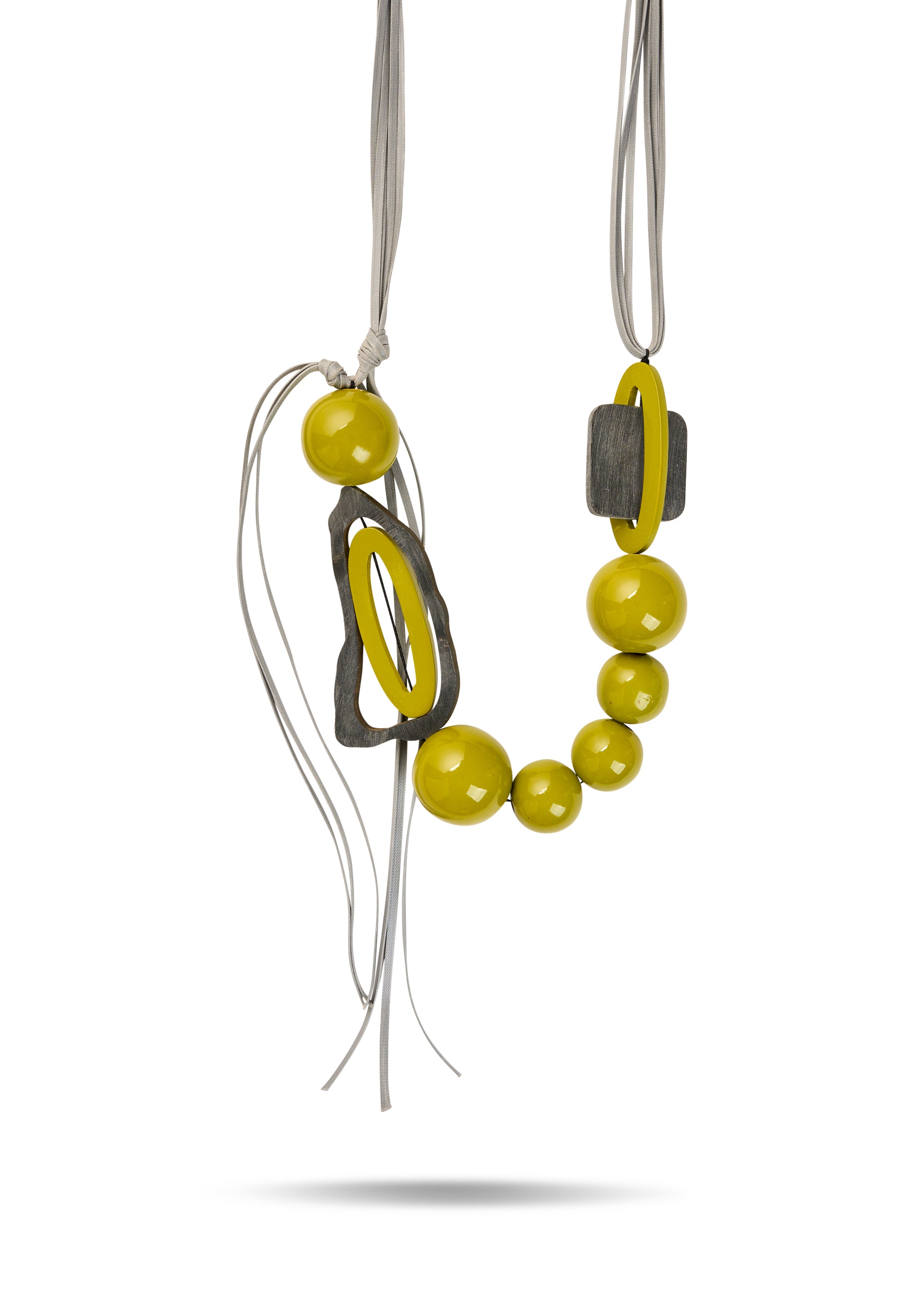 Green color combination wooden bead necklace