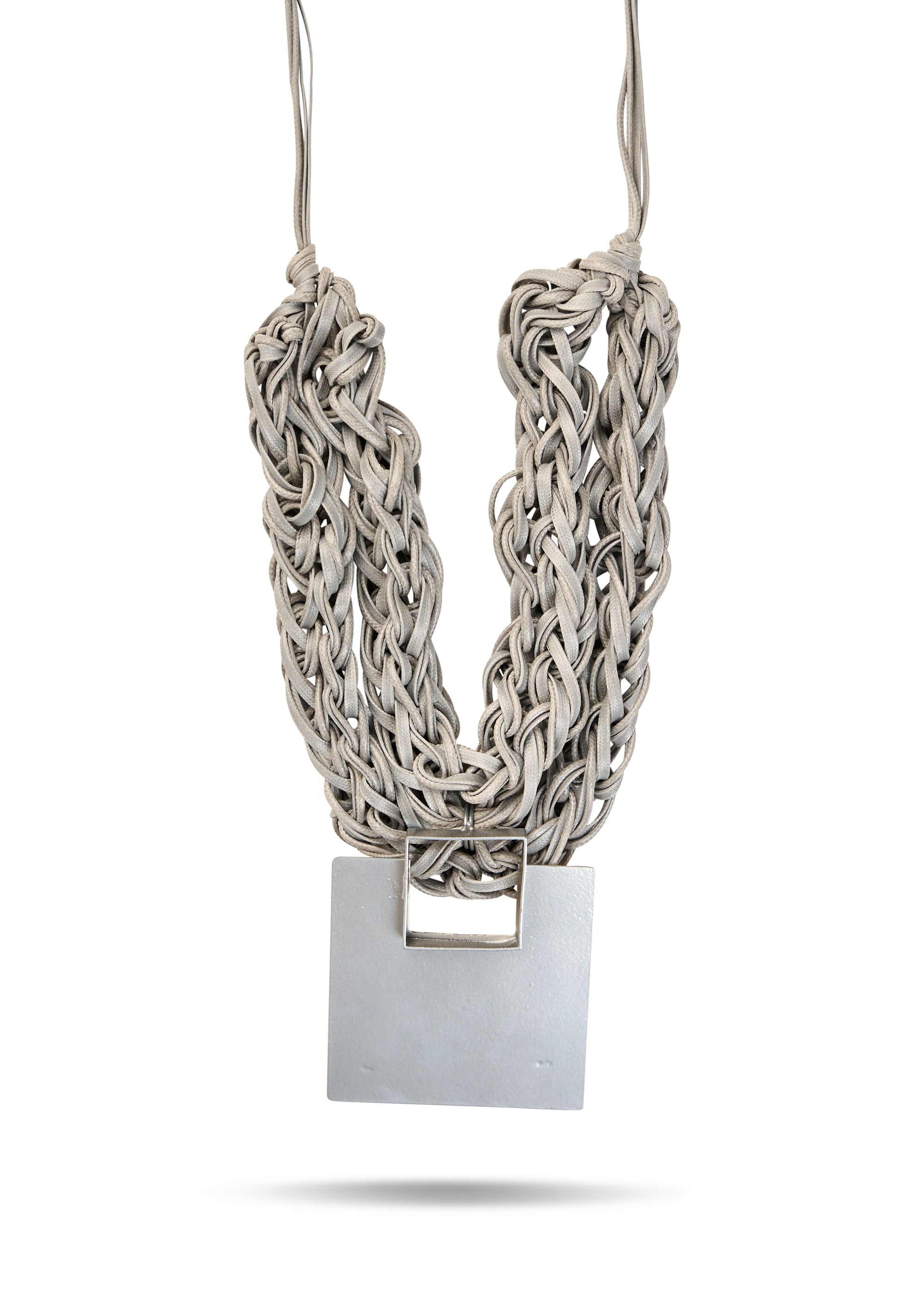 Large gray square handmade thread chain