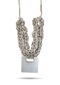 Large gray square handmade thread chain - 99