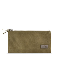 Large leather wallet with external zippers + green magnet - 99
