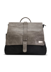Nylon backpack with gray leather kalapa
