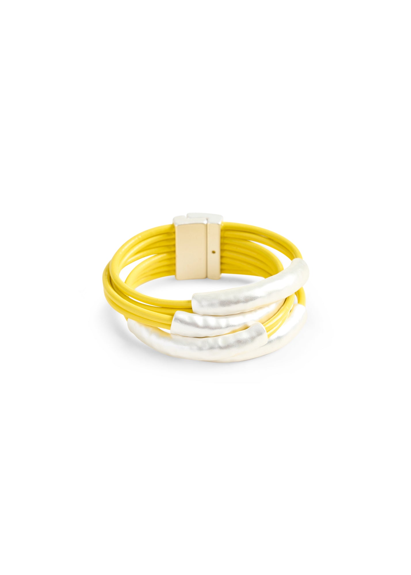 Round tube leather strap bracelet yellow