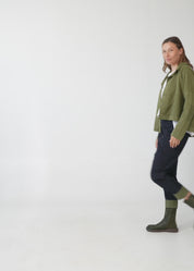 מכנסיים בוי עם כיסים שילוב צבע כחול כהה