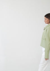 סווטשירט אסימטרי עם רוכסן אפור בהיר