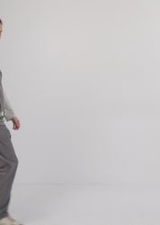 Boy French Terry Pants Double Belt Dark Grey