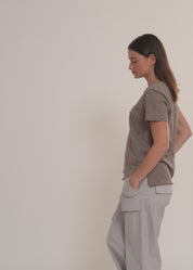 טי שרט כותנה פאץ' מלבן סגול