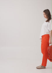 Pants with elastic and black inner drawstring