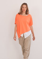 Серая рубашка оверсайз с короткими рукавами и летучей мышью