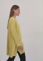 טוניקה שרוול ארוך רוכסן אלכסוני חרדל