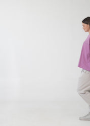 סווטשירט שרוול ארוך שרוולים עם פתח סגול