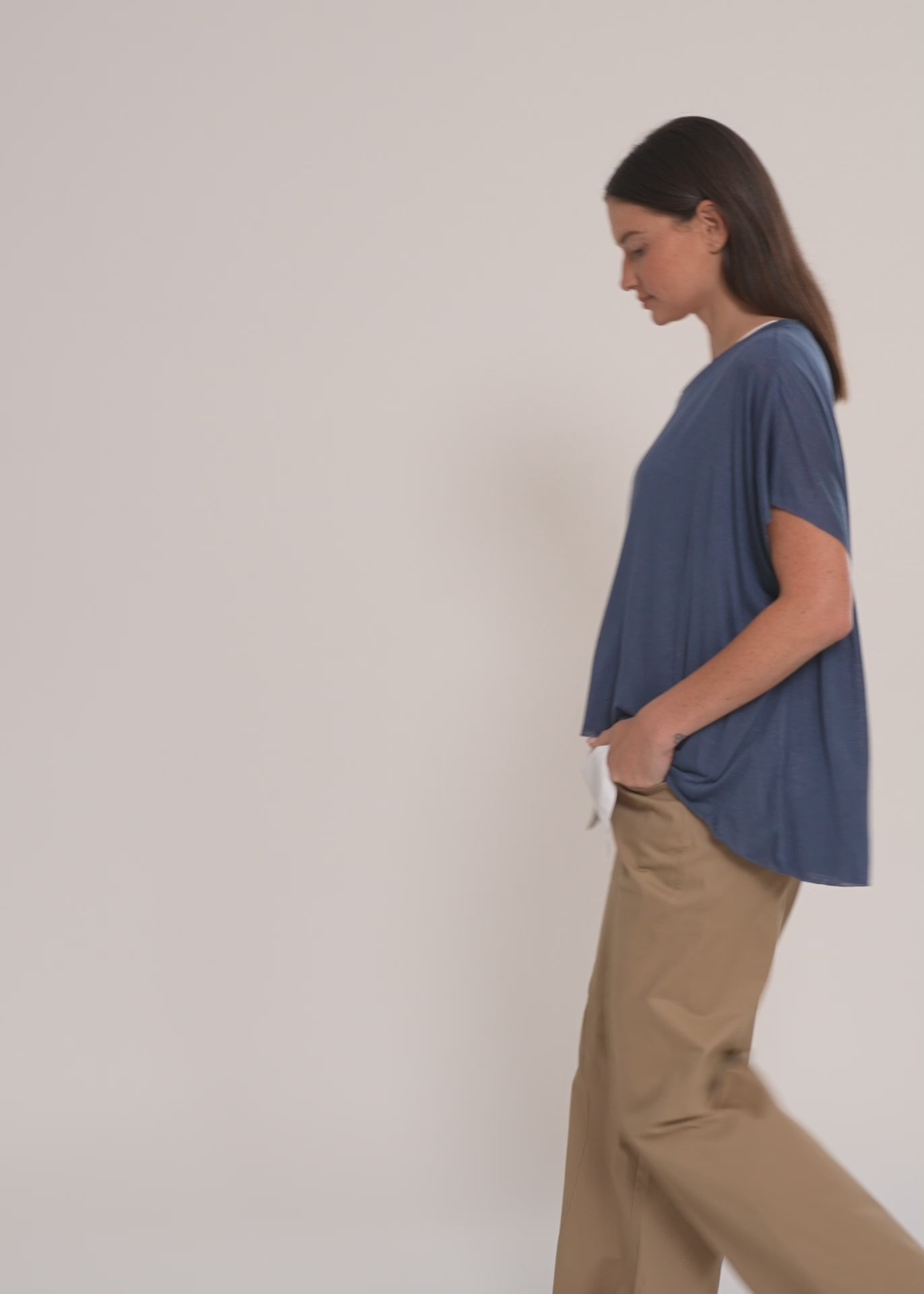 Light green slub fabric short shirt