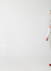 מכנס חצאית חתך עם כיס שילוב צבע חום